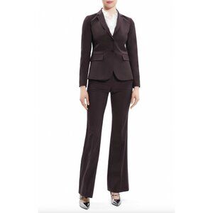 Theory Dark Brown 2-Piece Carissa Classic Pant Suit Wool Set size 2/4